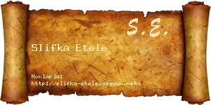Slifka Etele névjegykártya